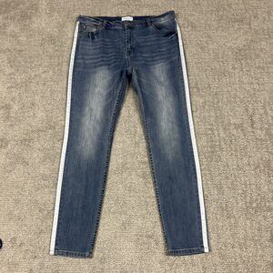 Ovadia & Sons Jeans Men's 38 Skinny Fit Blue Japanese Denim Stripe Detail